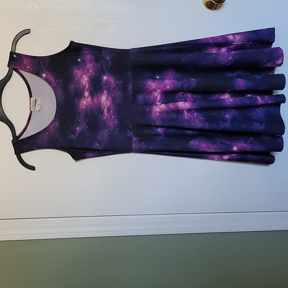 CowCow purple galaxy skater dress